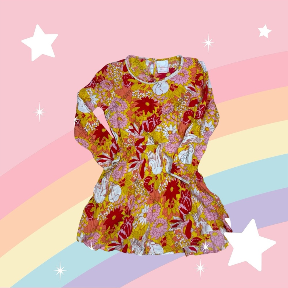 Floral Kids Dress - Red and Yellow